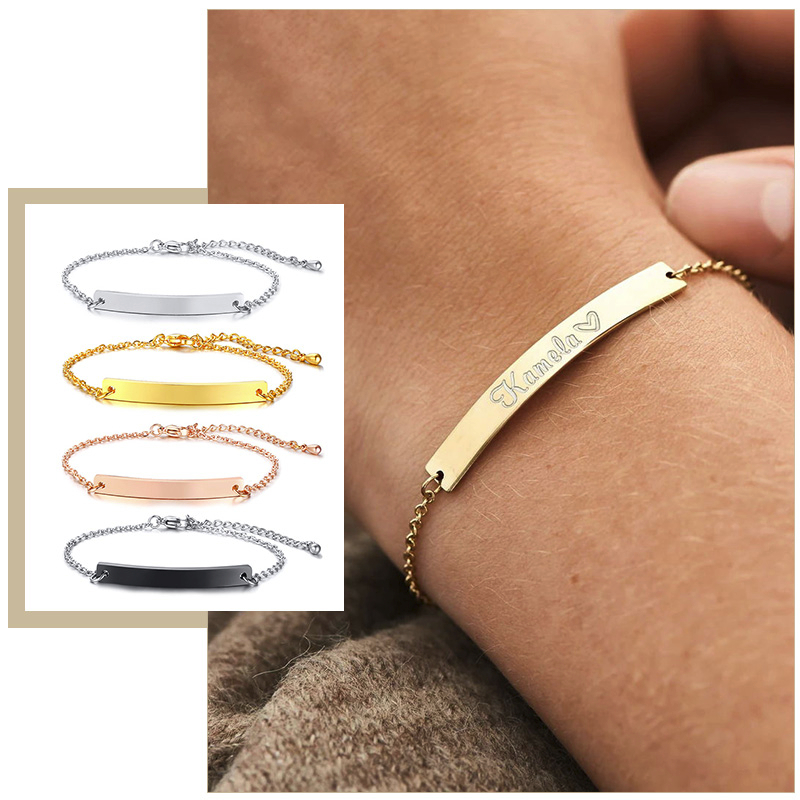 Coordinates Bracelet - 여성을위한 우아한 맞춤형 ID 바 팔찌