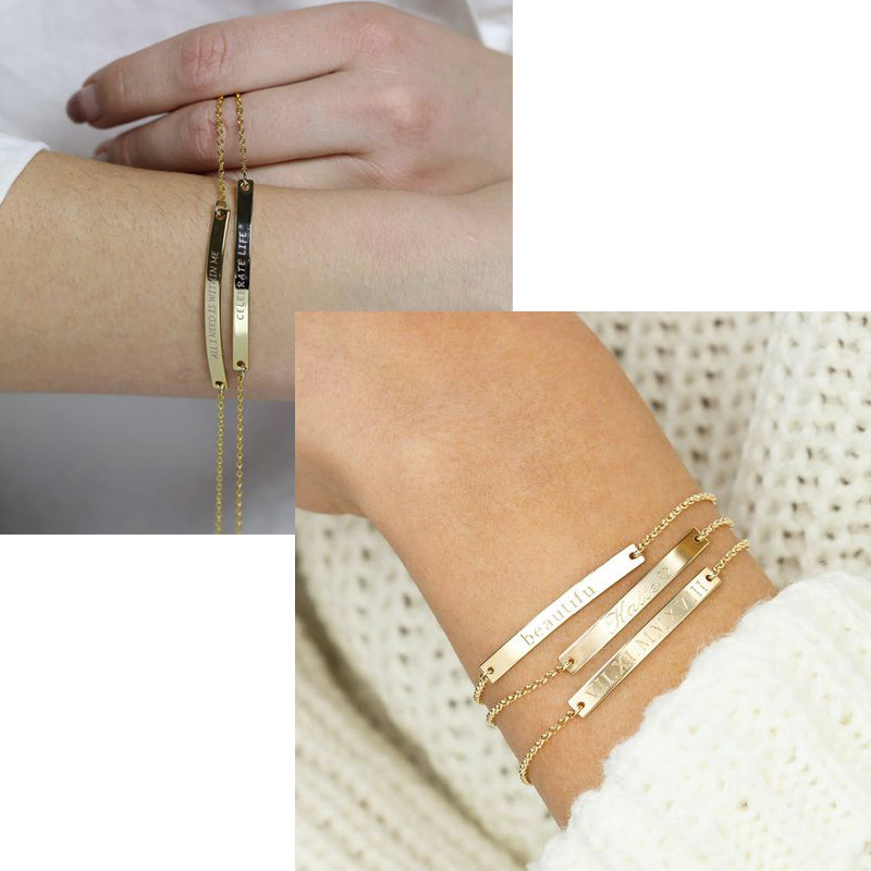 여성을위한 우아한 맞춤형 ID 바 팔찌 5mm 얇은 스 - Coordinates Bracelet 리뷰 및 가격