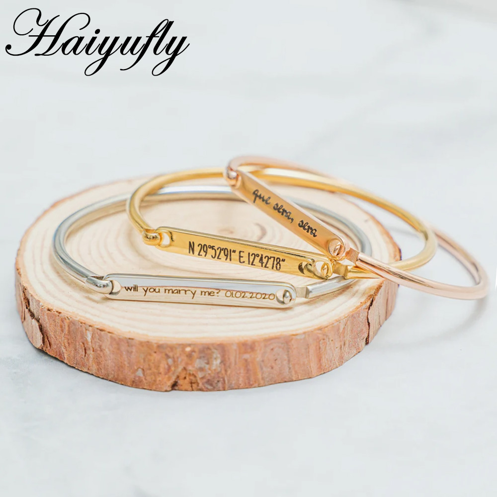 Haiyufly 이름 각인 말굽 팔찌, 스테인레스 스틸 - Coordinates Bracelet 리뷰 및 가격