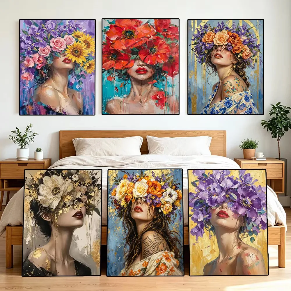 다이아몬드 페인팅, 추상적인 여성과 꽃을 모티브로 한  - Photo Mosaic Print 리뷰 및 가격
